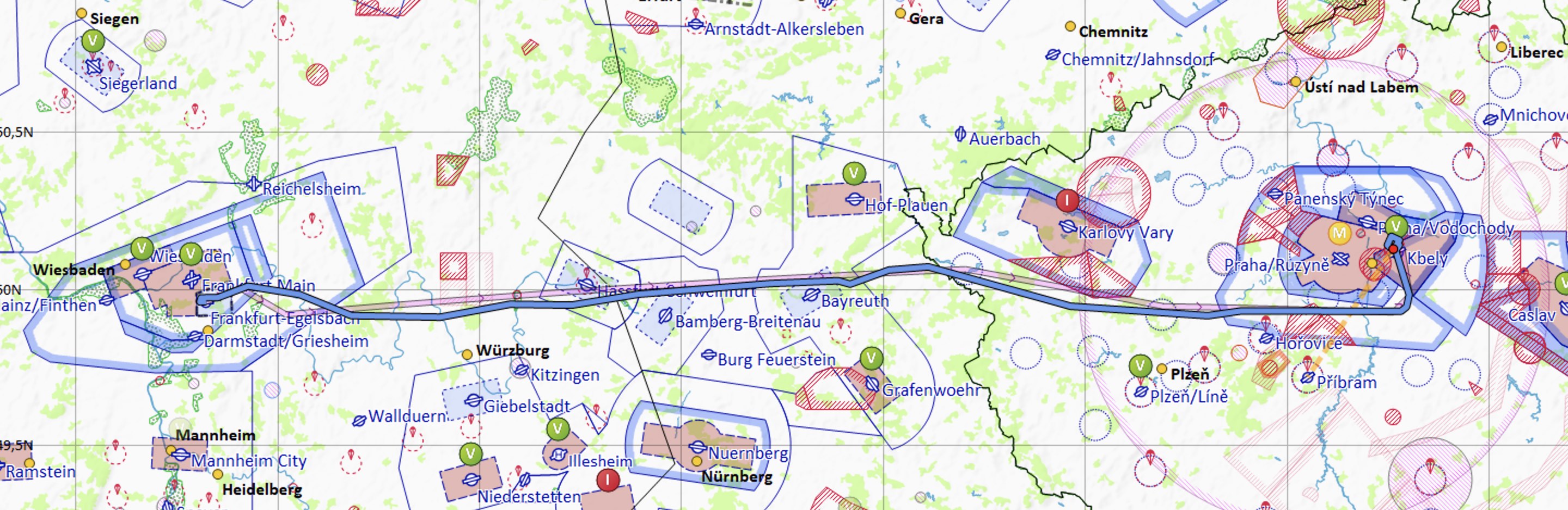 Route to Prague from Frankfurt Egelsbach